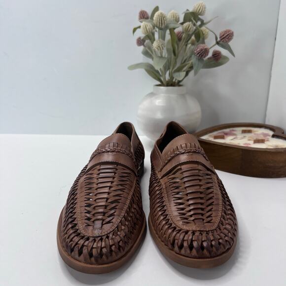 Rustic Asphalt Huarache Woven Leather Sandal Slip On Brown Men 10 Light wear main image 8